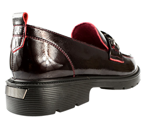 Pantofi casual, dama, PASS COLLECTION, X400008B bordo, piele lacuita